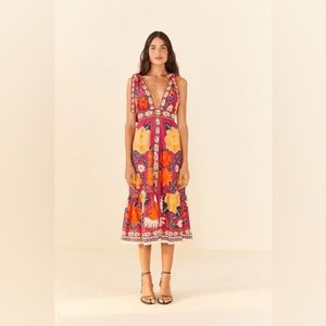 farm rio flower tapestry midi dress